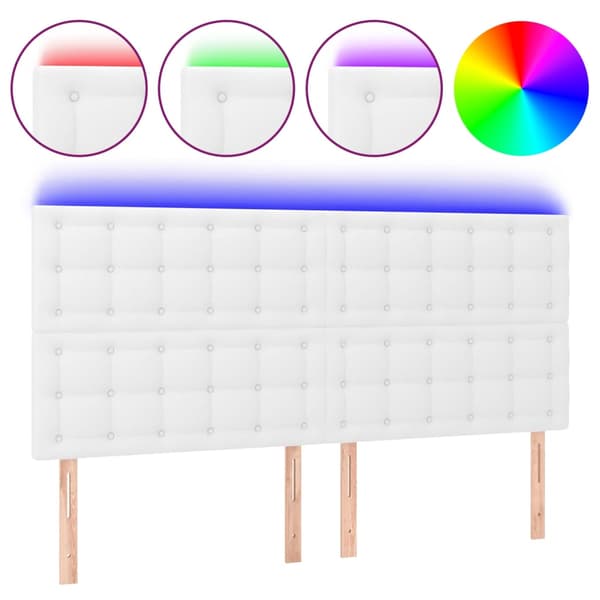 Sänggavel LED vit 160x5x118/128 cm sammet