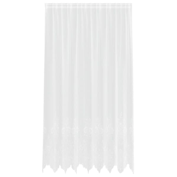 Spetsgardin med gardiner Blommor Vit 245 x 200 cm Polyester