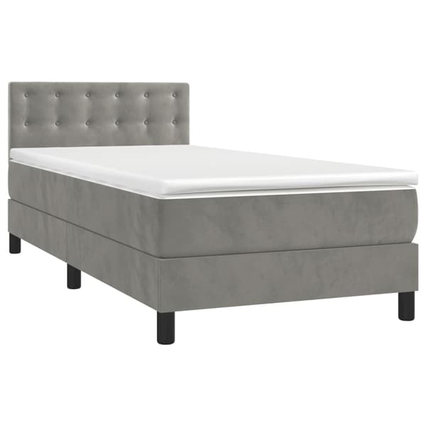 Ramsäng med madrass ljusgrå 80x200 cm sammet