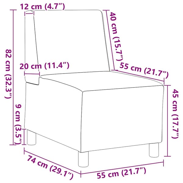 Modulsofa utan armstöd 2 pcs Mörkgrå 55 x 74 x 82 cm