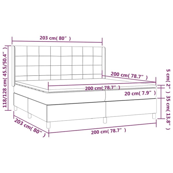Ramsäng med madrass ljusgrå 200x200 cm sammet