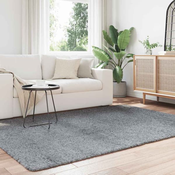 Ryamatta med lång lugg NAVARRA ljusgrå 160x230 cm polyester
