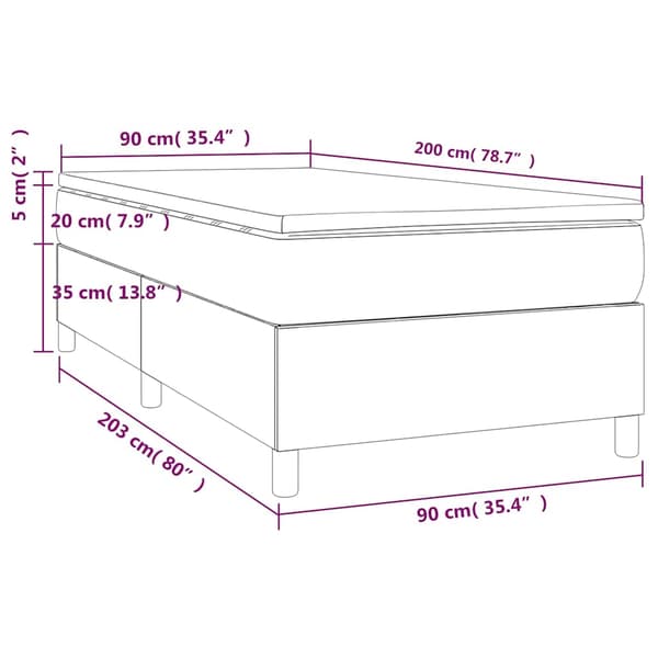 Ramsäng med madrass mörkblå 90x200 cm sammet