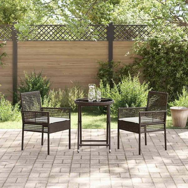Trädgårds Bistro Set 3 pcs Brun konstrotting