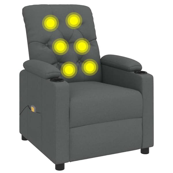 Massagefåtölj mörkgrå tyg