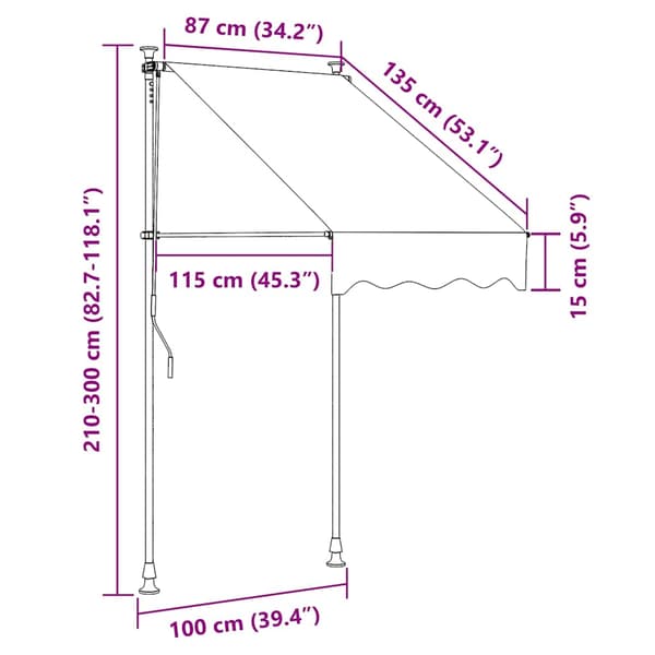 Markis manuellt infällbar 100 cm antracit