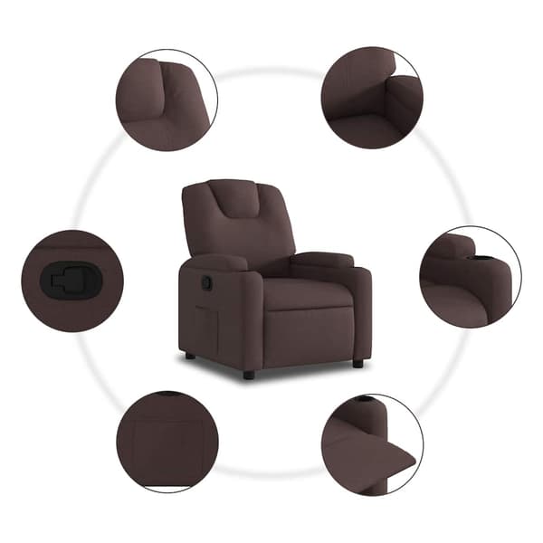 Reclinerfåtölj mörkbrun tyg