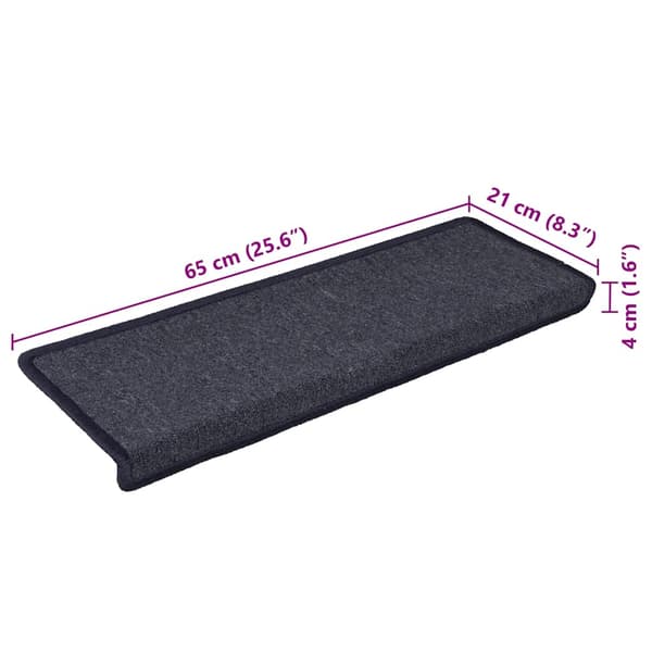 Trappmattor 30 st 65x21x4 cm mörkgrå och blå rektangulär kant