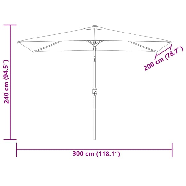 Parasoll 200 x 300 cm sandvit rektangulär