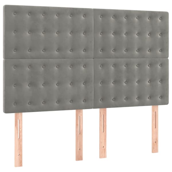 Sänggavel ljusgrå 144x5x118/128 cm sammet