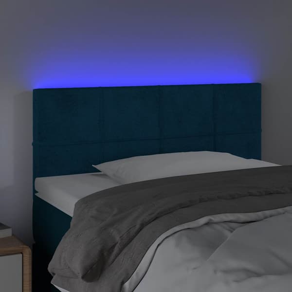 Sänggavel LED mörkblå 90x5x78/88 cm sammet