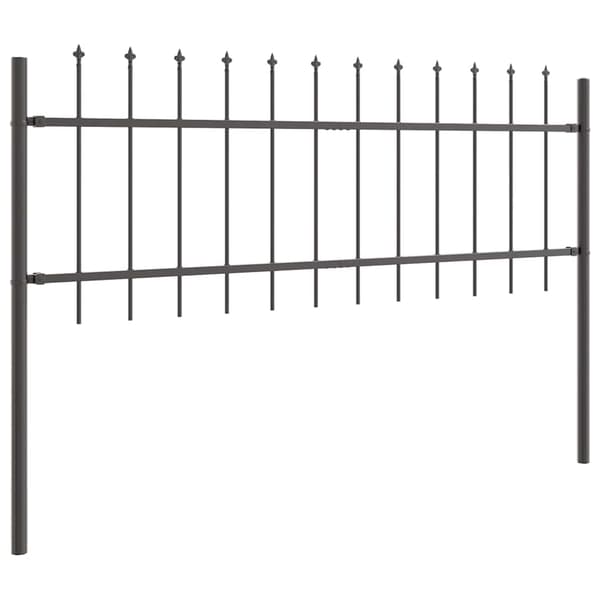 Trädgårdsstängsel 6 pcs Grå 10,2 x 0,6 m Pulverlackerad stål