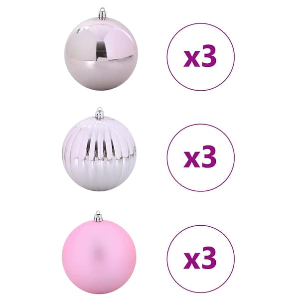 Julkulor Set XL 9 st Rosa Ø 15 cm Plast