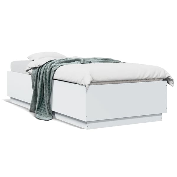 Sängram vit 90x200 cm konstruerat trä