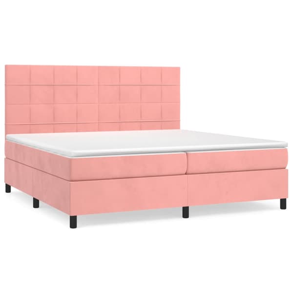 Ramsäng med madrass rosa 200x200 cm sammet