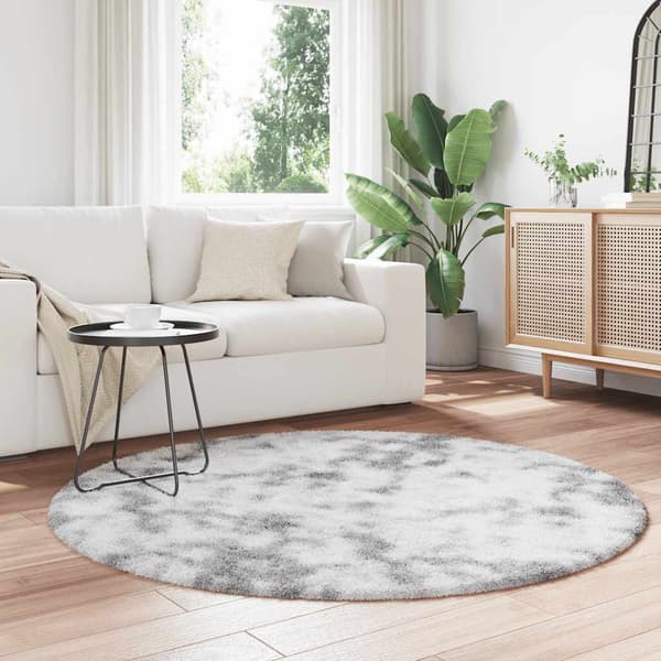 Ryamatta med lång lugg NAVARRA silvergrå 160x160 cm polyester