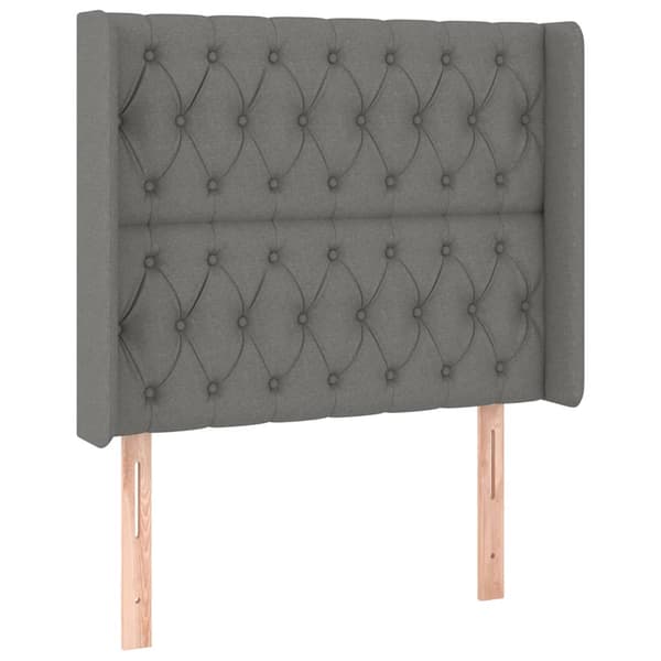 Ramsäng med madrass & LED mörkgrå 90x190 cm tyg
