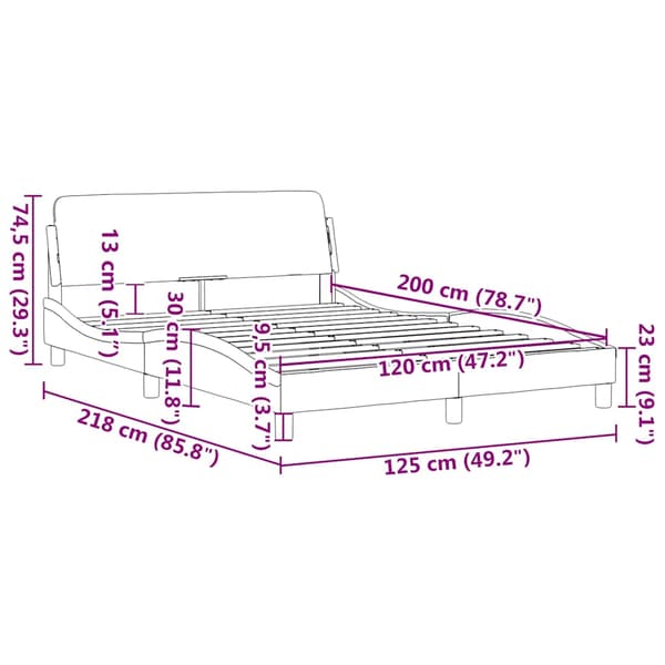 Bed Frame "Dover" Dark Brown 120x200 cm Fabric