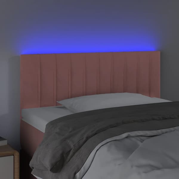 Sänggavel LED rosa 90x5x78/88 cm sammet