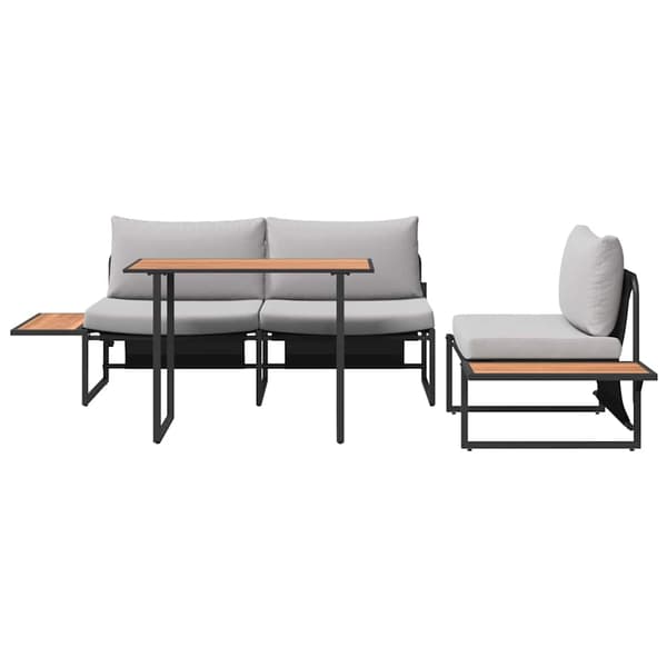 Trädgårdsmöbelset 3 pcs Ljusgrå Stål
