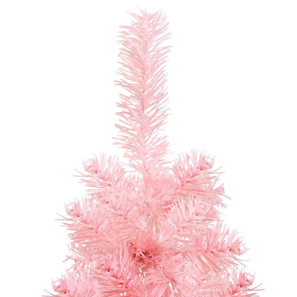 Smal halv plastgran med stativ rosa 150 cm