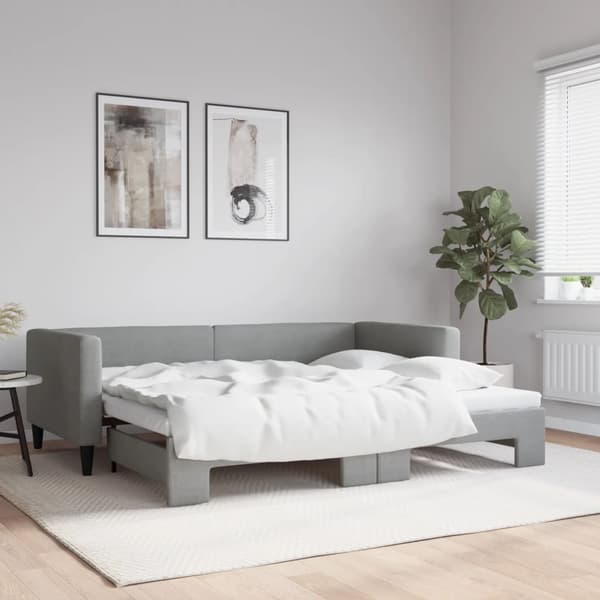 Dagbädd utdragbar ljusgrå 90x200 cm tyg