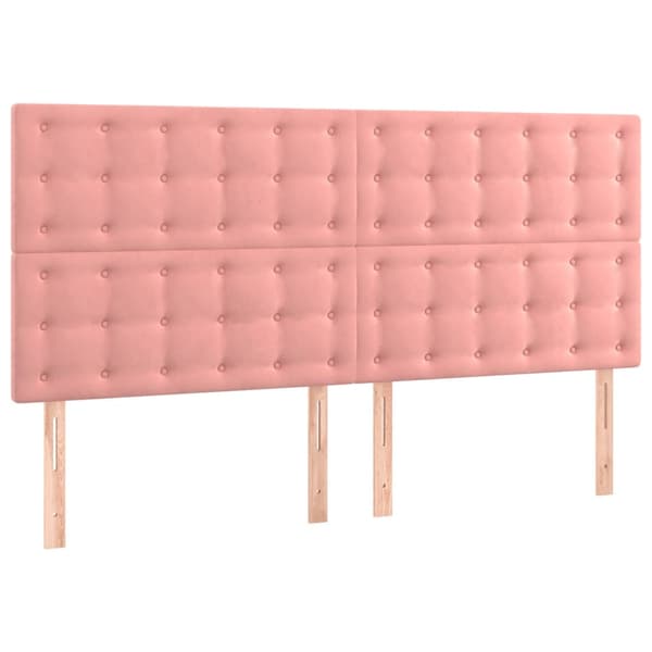 Sänggavel LED rosa 200x5x118/128 cm sammet