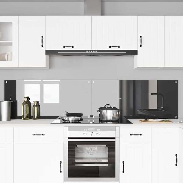Köksskydd 2 pcs Mörkgrå 110 x 50 cm härdat glas
