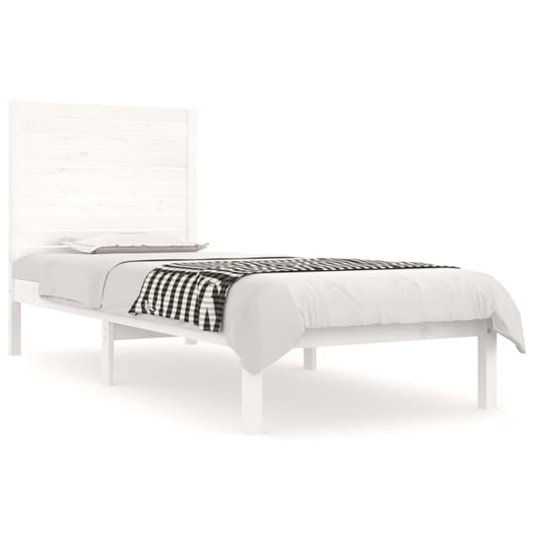 Sängram vit massivt trä 75x190 cm