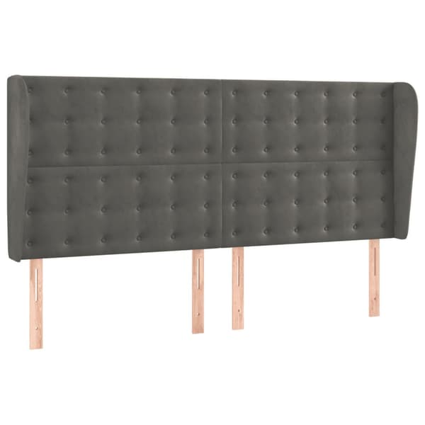 Ramsäng med madrass & LED mörkgrå 180x200 cm sammet