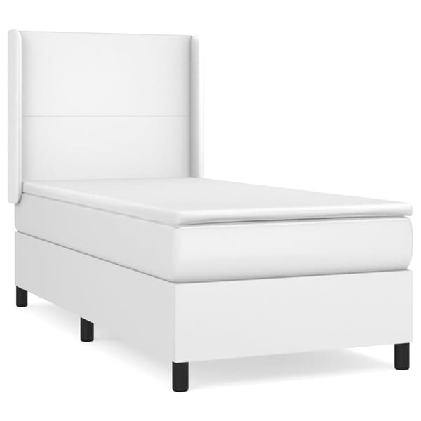 Ramsäng med madrass vit 90x200 cm konstläder