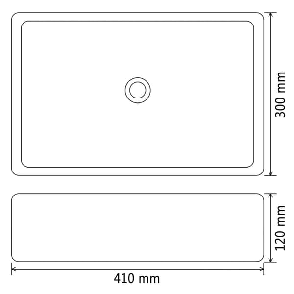 Handfat keramik rektangulär svart 41x30x12 cm