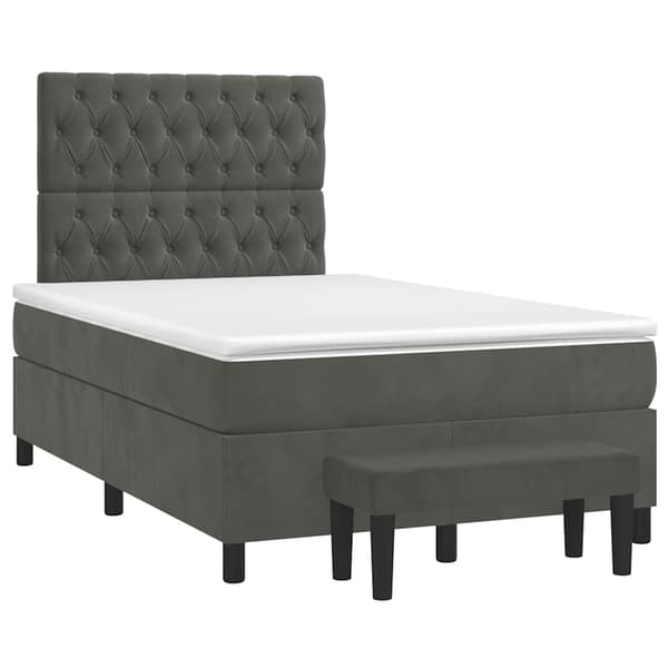 Ramsäng med madrass mörkgrå 120x190 cm sammet