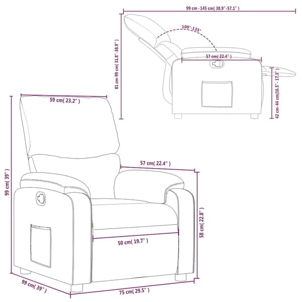 Reclinerfåtölj röd konstläder
