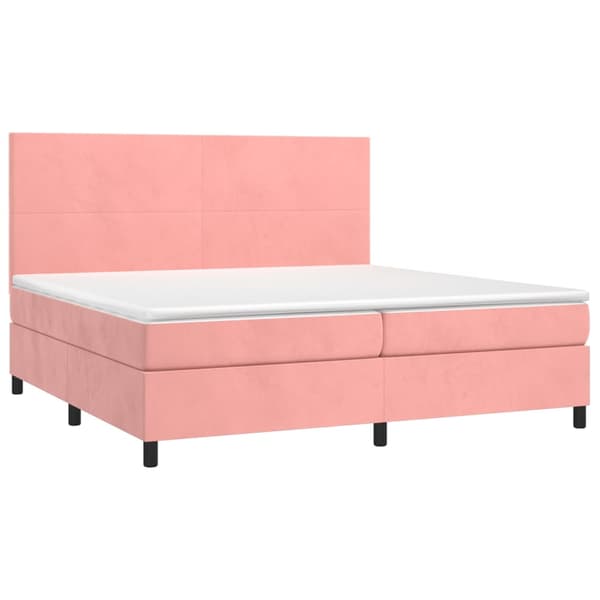 Ramsäng med madrass rosa & LED 200x200 cm sammet