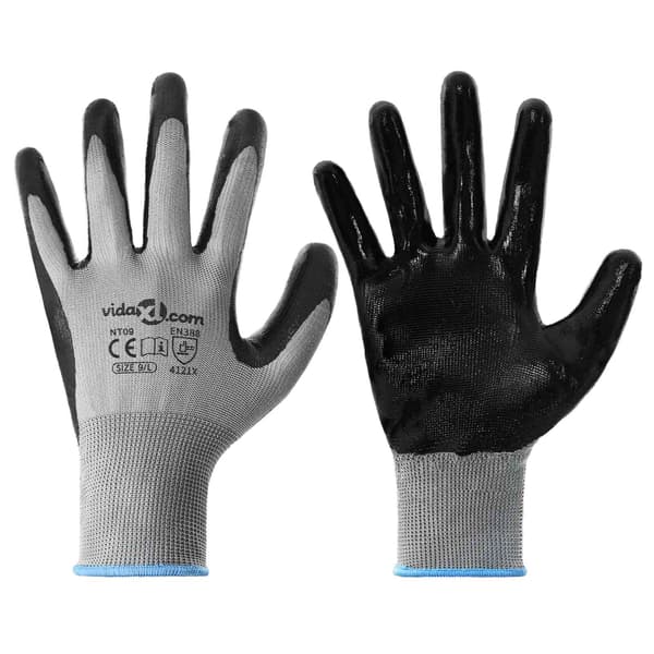 Arbetshandskar 24 pcs Grå och svart 9 / l Polyester