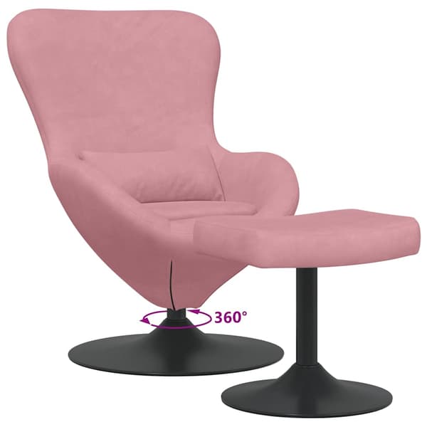 Äggstol med Fotpall Rosa Sammet