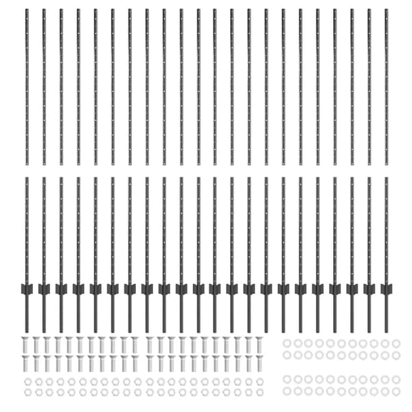Inbäddad staketpost 22 st Grå 200 cm Pulverlackerat stål