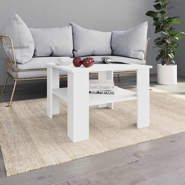 Soffbord vit 60x60x42 cm konstruerat trä