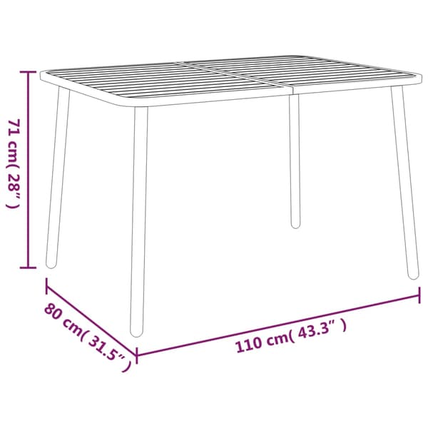 Trädgårdsbord antracit 110x80x71 cm stål