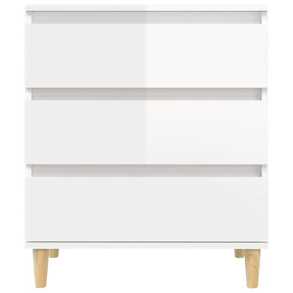 Byrå vit högglans 60x35x70 cm konstruerat trä