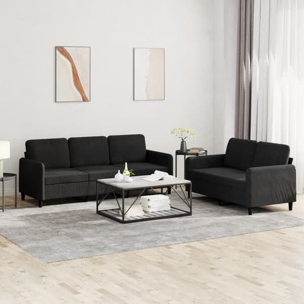 Soffgrupp 2 delar svart sammet