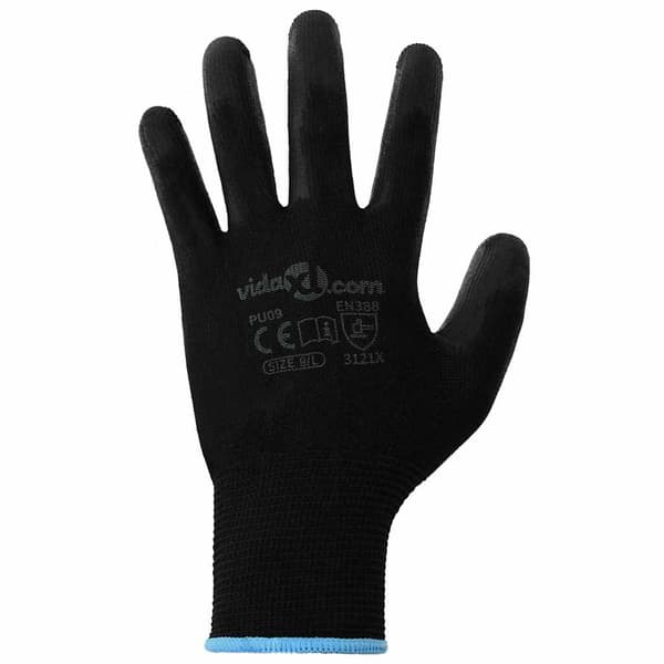 Arbetshandskar 12 pcs Svart 9 / l Polyester
