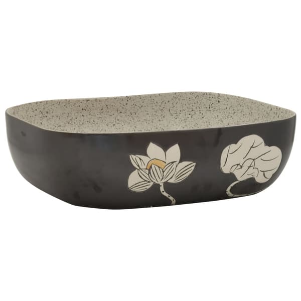 Handfat grå och svart rektangulär 48x37,5x13,5 cm keramik