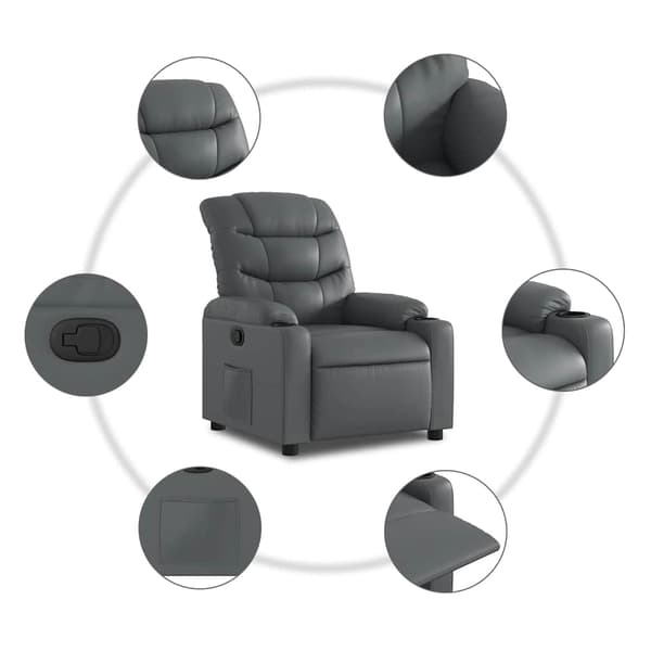 Reclinerfåtölj grå konstläder