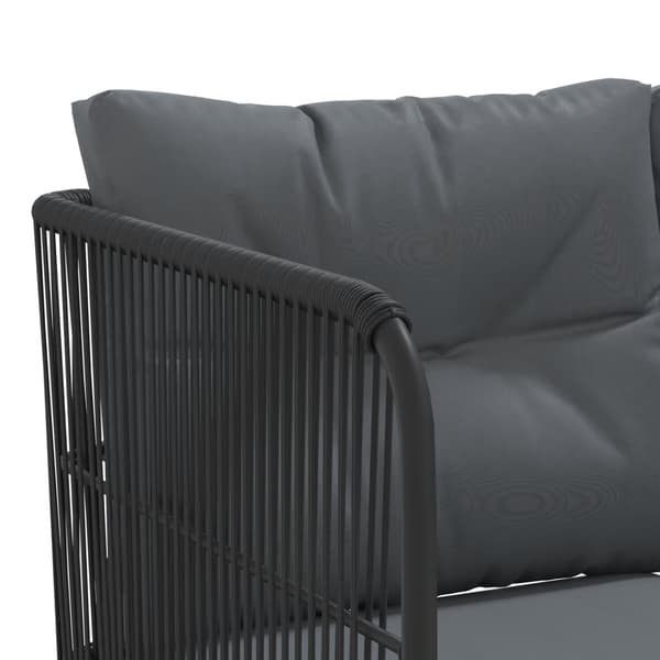 Trädgårdssoffa med dynor L-formad svart stål och textilen