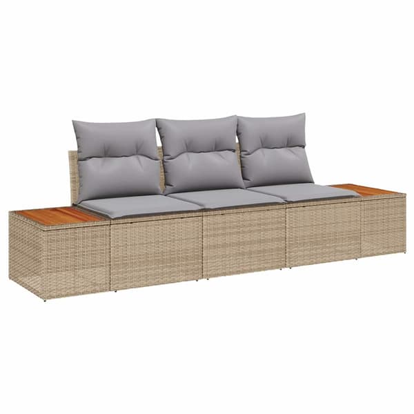 Trädgårdsoffset med kudde 3 pcs Beige konstrotting