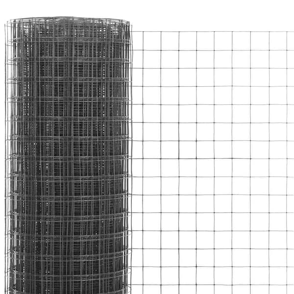 Hönsnät stål med PVC-beläggning 10x1 m grå