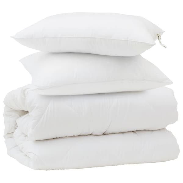 Täckeset med kudde 3 pcs Vit Mikrofiber och Dunfjäder