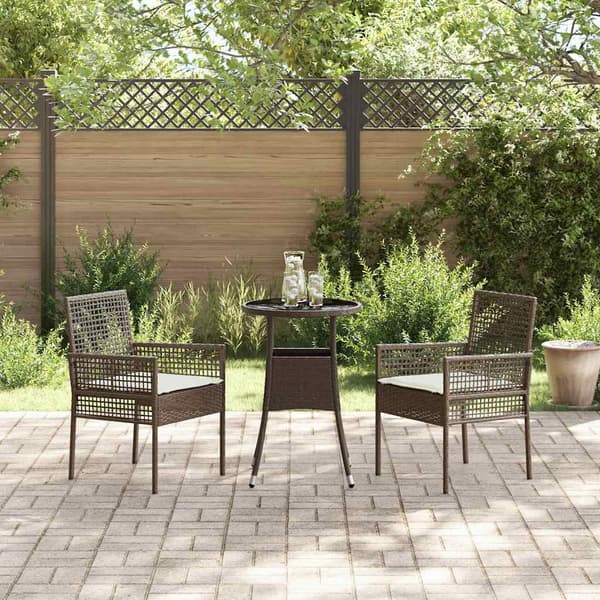 Trädgårdsmöbelset 3 pcs Brun konstrotting
